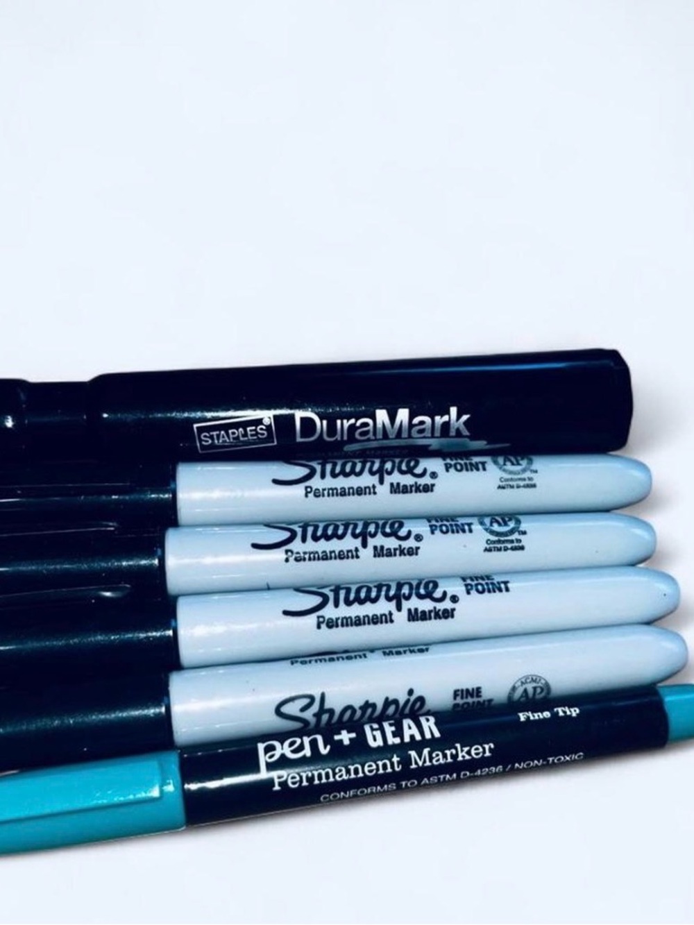Staples DuraMark & Sharpie Black Permanent Markers - Assorted Black and Teal